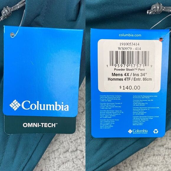 Columbia Men's Omni-Tech Powder Stash Ski Snow Waterproof Pants - Size: 4X - Picture 11 of 15